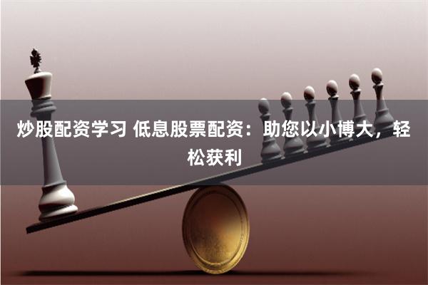 炒股配資學(xué)習(xí) 低息股票配資：助您以小博大，輕松獲利